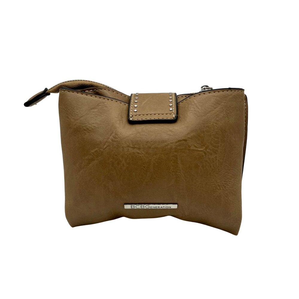 BCBG Brown Studded Faux Leather Hanna Crossbody Bag